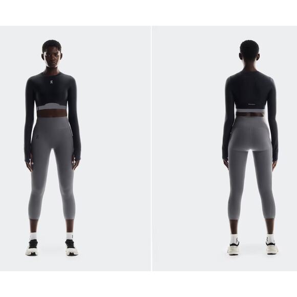 On Cloud Womens Train Long Sleeve Crop Compression Top Size M Black Running - Picture 6 of 6